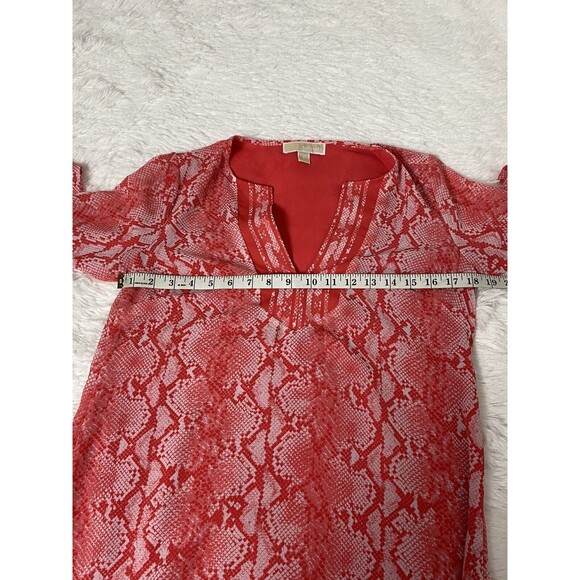 Michael Kors Women's Sneak Print Tunic Dress Size S Key hole Orange - Picture 5 of 14